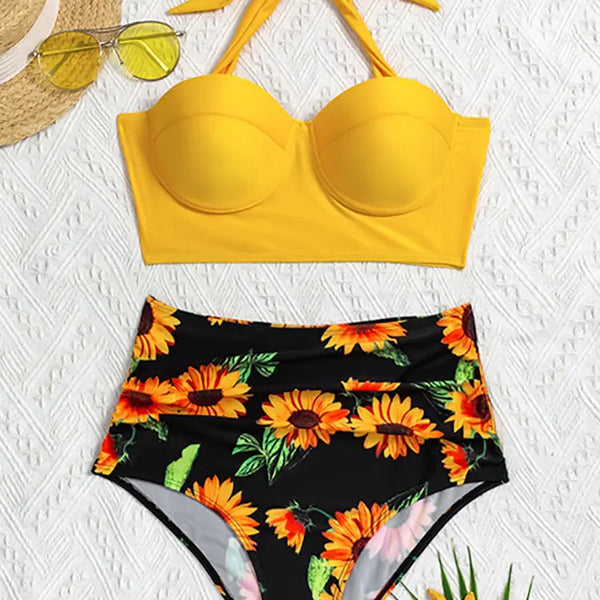 Floral High-Waist Bikini Set beach wear bikini Floral High-Waist Bikini Set summer swimsuit