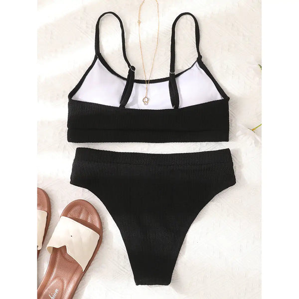 Solid Color Bikini Swimwear Bikini Set Underwear for Ladies