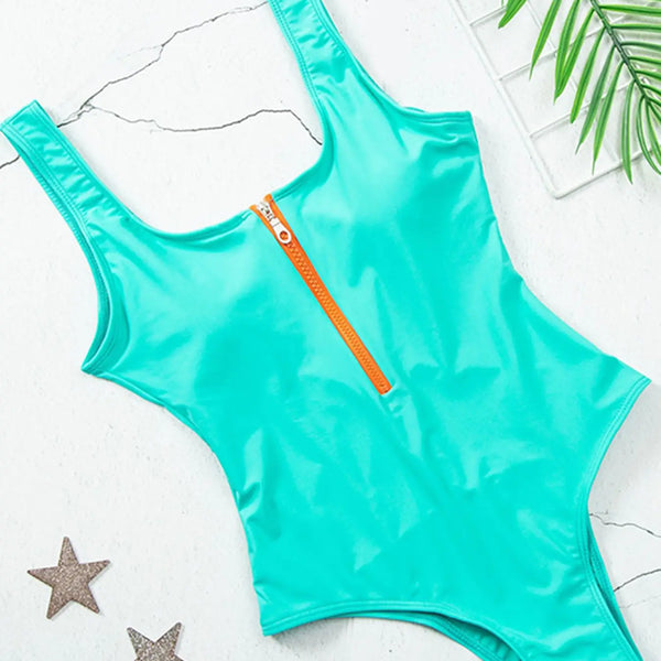 Sexy Zipper One Piece Swimsuit