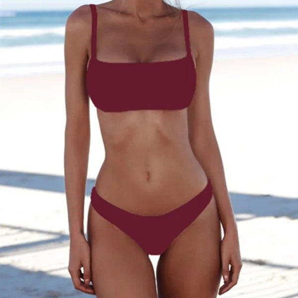 Solid Sexy Bikini Set Women's Two-Piece Swimwear